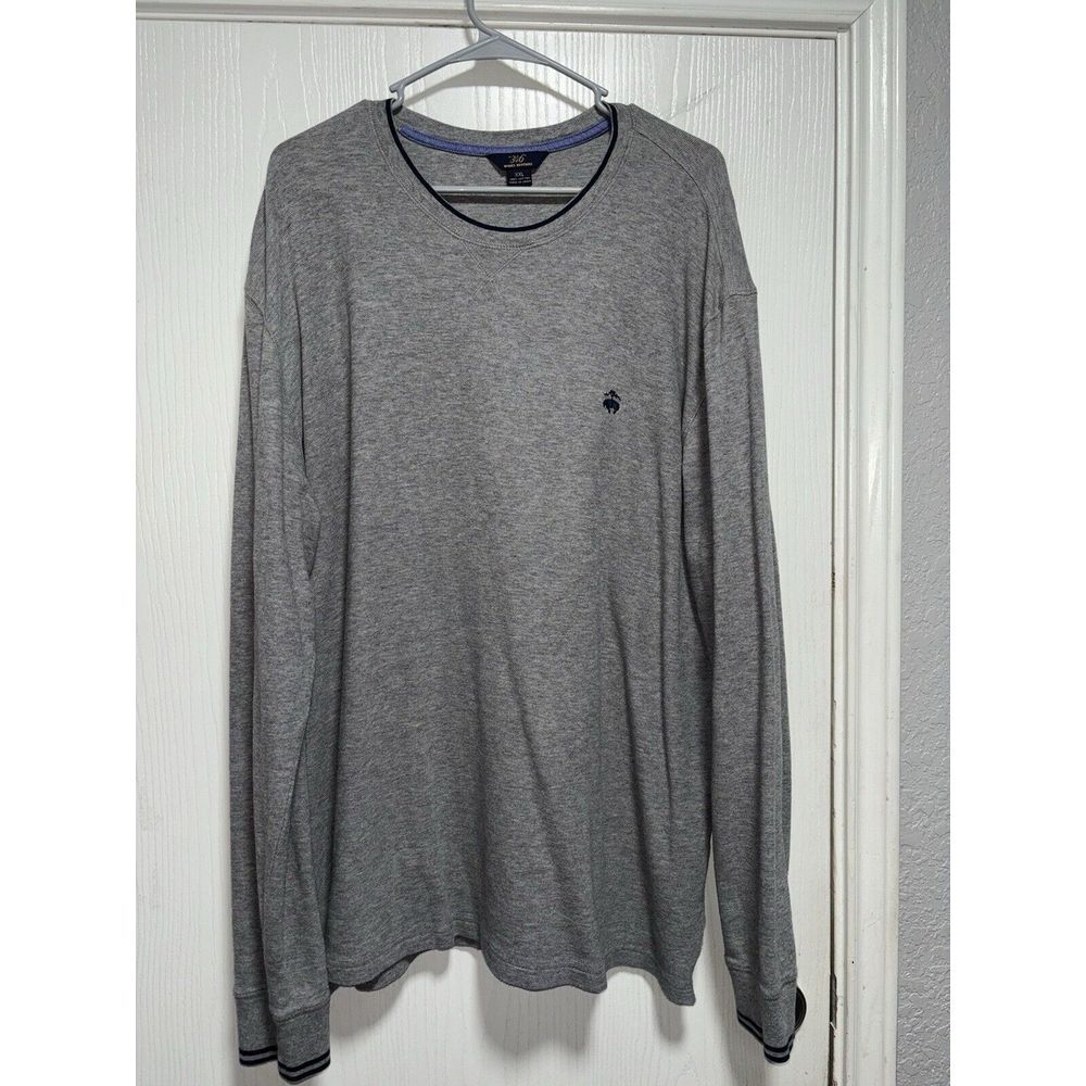 Brooks Brother 346 Sweater Men's Large Gray Cotton‎ Long Raglan Sleeve XXL